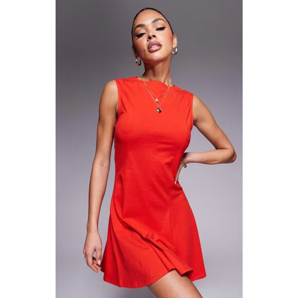 ASOS Cotton Sleeveless Mini Red Sundress - Picture 1 of 13